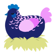A navy and lavender chicken with a half-lace pattern