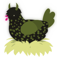 A sable and olive chicken with a speckle pattern