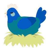 Sea ocean, a sea and ultramarine chicken with a head pattern