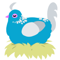 A cerulean and mist chicken with a neck-speckle pattern