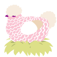 A rose and cream chicken with a lace pattern