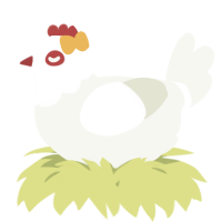 A white chicken with a head pattern