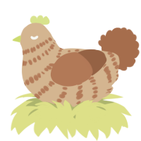 A beige and brown chicken with a bar pattern