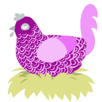 Quartz, a plum and lavender chicken with a double-lace pattern
