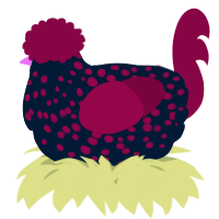 A tumblr and maroon chicken with a speckle pattern