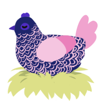 A navy and pink chicken with a double-lace pattern