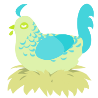 A apple and aqua chicken with a half-lace pattern