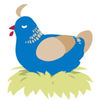A sapphire and beige chicken with a neck-band pattern