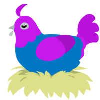 Walmar, a sapphire and amethyst chicken with a head pattern