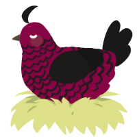 A maroon and sable chicken with a lace pattern