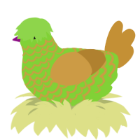 A grass and gold chicken with a lace pattern
