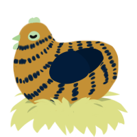 A gold and tumblr chicken with a bar pattern