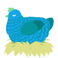 A sky and teal chicken with a lace pattern