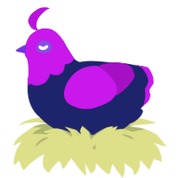 A navy and amethyst chicken with a head pattern