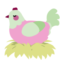A pink and gluppy chicken with a head pattern