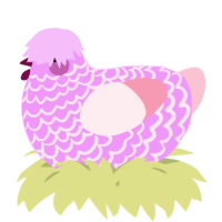 A lavender and rose chicken with a lace pattern