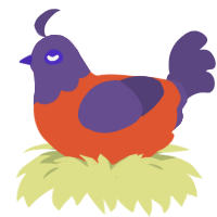 A vermilion and overcast chicken with a head pattern