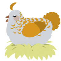 A mist and ochre chicken with a half-lace pattern