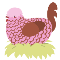 Hurbert, a pink and russet chicken with a lace pattern