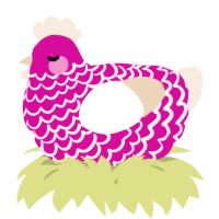 A fuchsia and cream chicken with a lace pattern