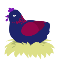 Sour, a navy and maroon chicken with a neck-speckle pattern