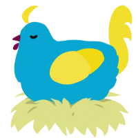 A cerulean and yellow chicken