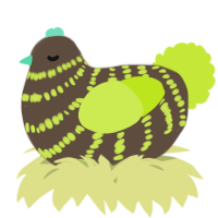 A bark and lime chicken with a bar pattern