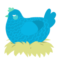A cerulean chicken with a lace pattern