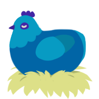 C3D, a sapphire and cerulean chicken with a head pattern