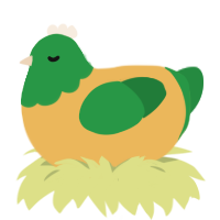 A honey and viridian chicken with a head pattern