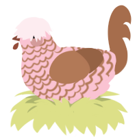 A rose and brown chicken with a lace pattern