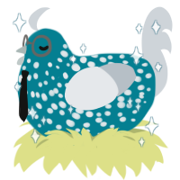 Piopio, a sea and mist chicken with a speckle pattern