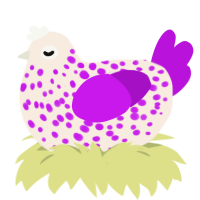 A cream and amethyst chicken with a speckle pattern