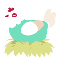 A mint and cream chicken with a head pattern