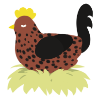 A russet and sable chicken with a speckle pattern