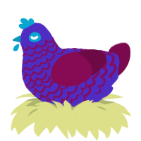 A indigo and wine chicken with a lace pattern