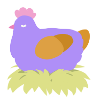 A lilac and orange chicken