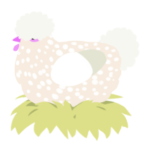 A cream and white chicken with a speckle pattern