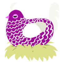 A plum and white chicken with a lace pattern