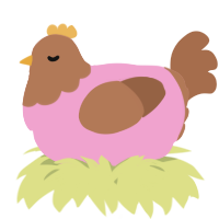 A pink and brown chicken with a head pattern