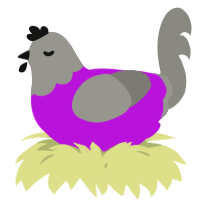 A amethyst and ash chicken with a head pattern