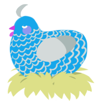 A sky and silver chicken with a lace pattern