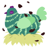 A teal and spring chicken with a bar pattern
