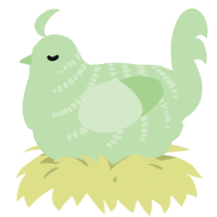 A gluppy chicken with a half-bar pattern