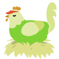 A grass and lemon chicken with a head pattern