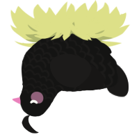 A black and sable chicken with a lace pattern