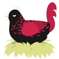 A sable and crimson chicken with a half-lace pattern
