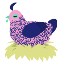 A pink and navy chicken with a double-lace pattern
