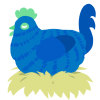 A sapphire and ultramarine chicken with a bar pattern
