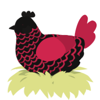 A black and crimson chicken with a lace pattern